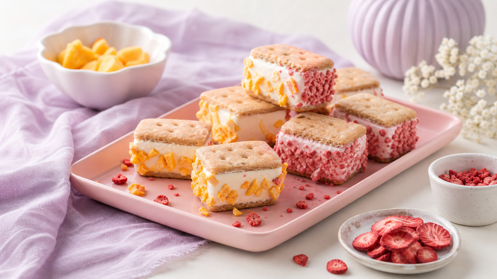 How to Make Frozen Yogurt Sandwich Bites with Freeze-Dried Fruit