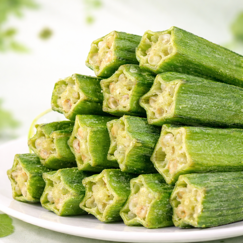 freeze dried Okra crunchy fresh best pink variety speicial whole unique 