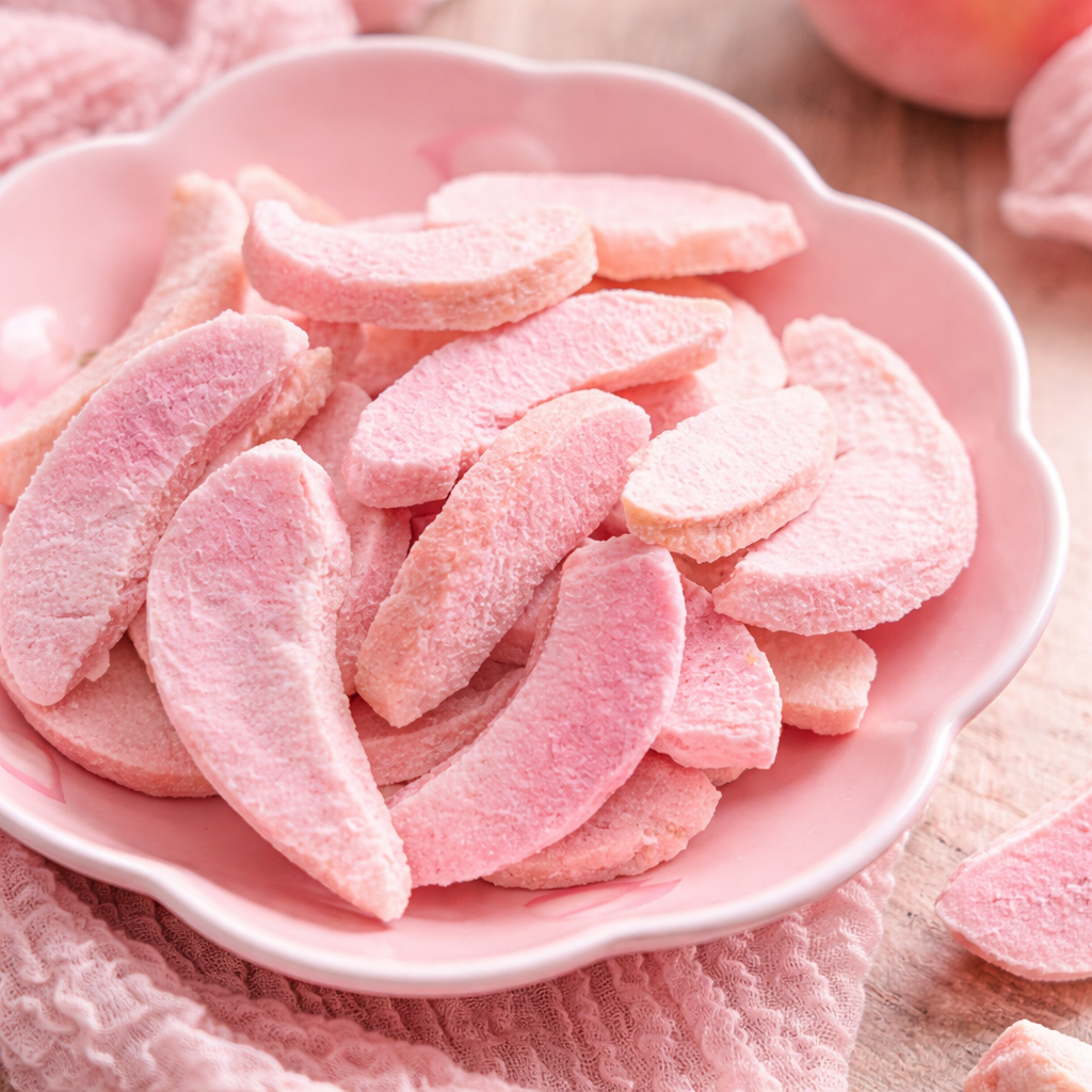 freeze dried peach crunchy fresh best pink variety speicial