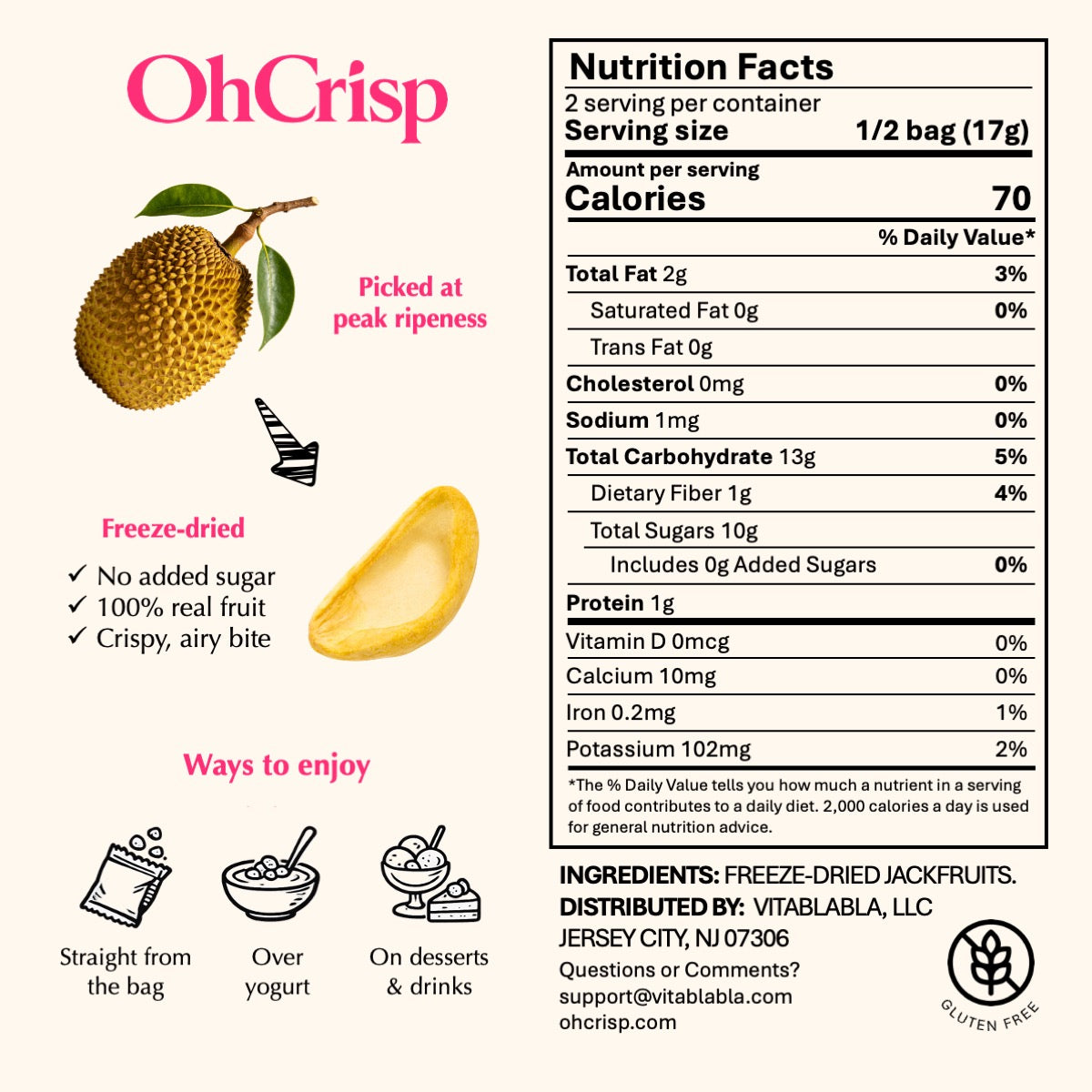 Freeze-dried Jackfruits (Chunks)