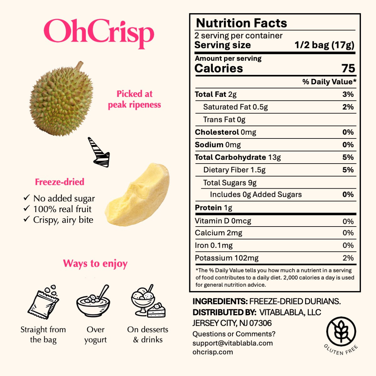 Freeze-dried Durians (Chunks)