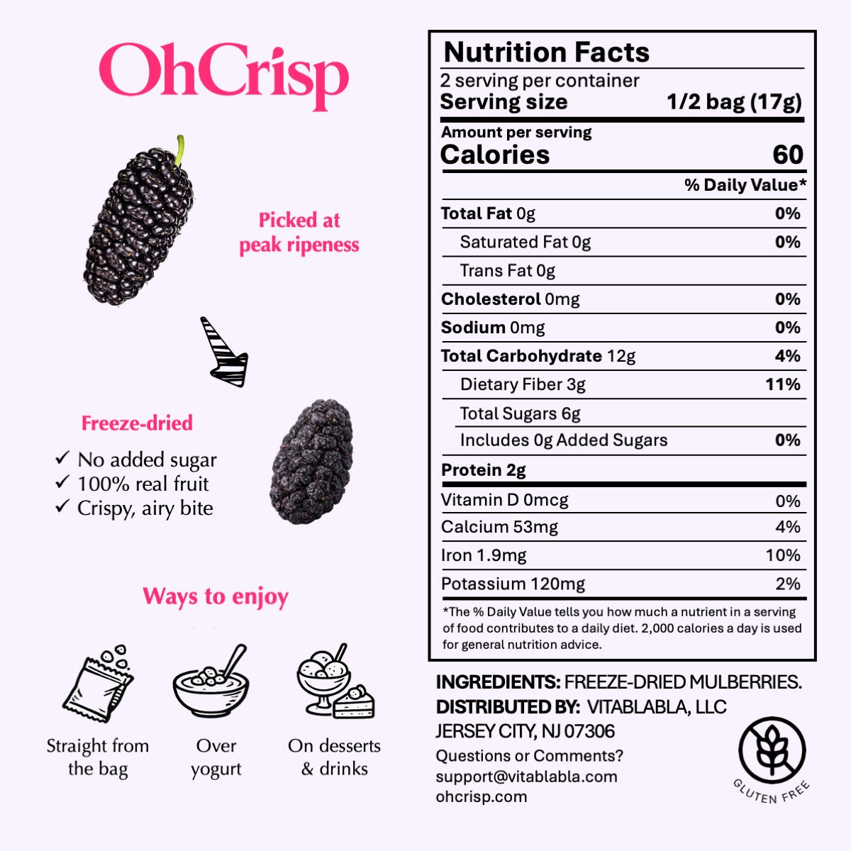 Freeze-dried Mulberries (Whole)