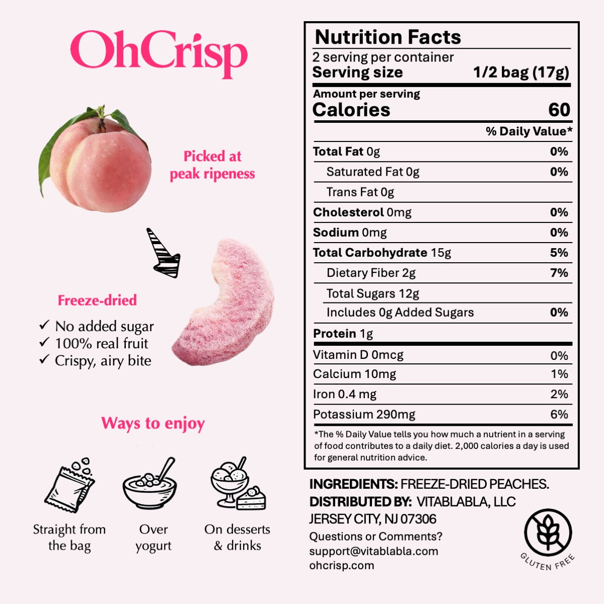 Freeze-dried White Peaches (Chunks)
