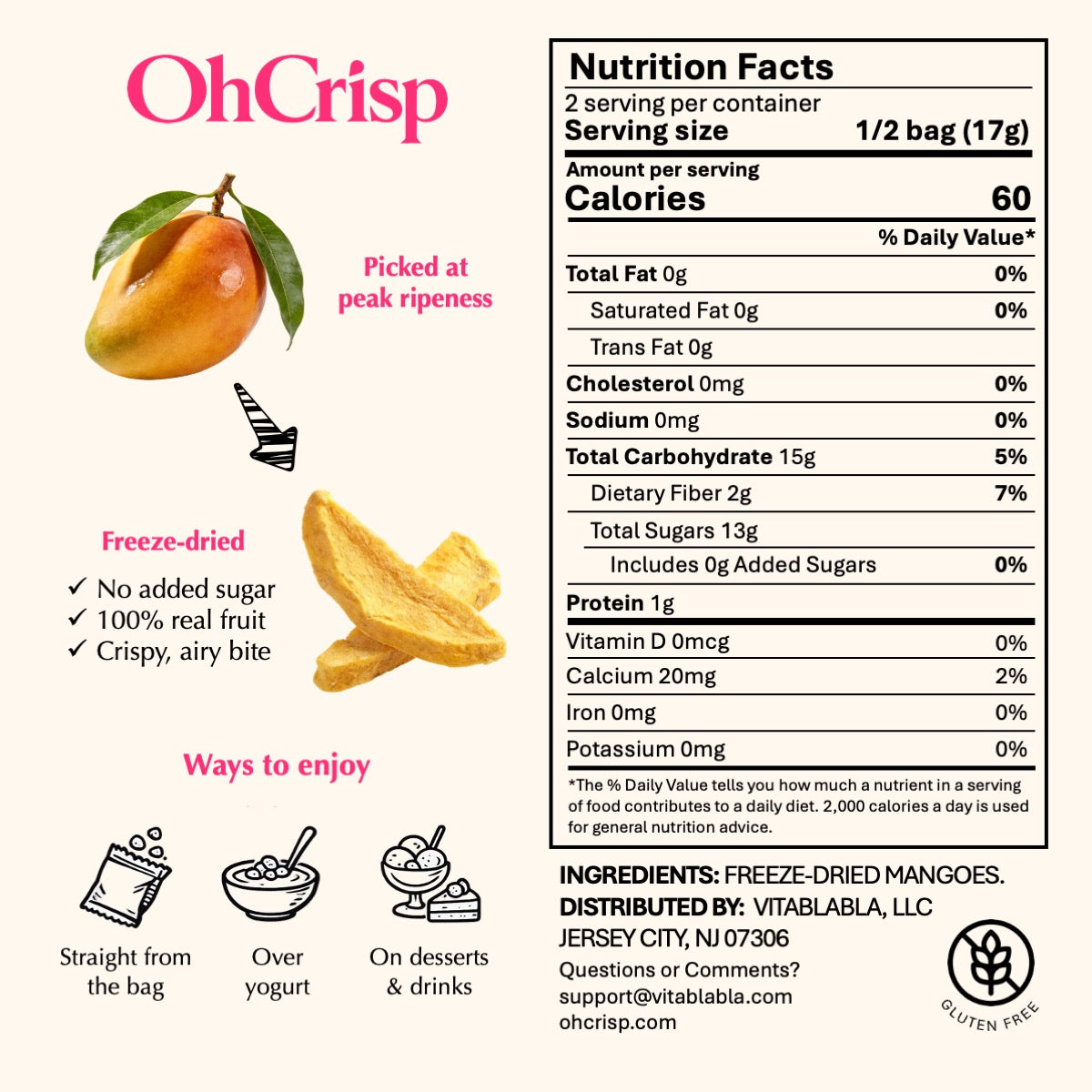 Freeze-dried Mangoes (Chunks)