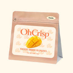 OhCrisp freeze-dried mango chunks in a resealable 1.2 oz bag