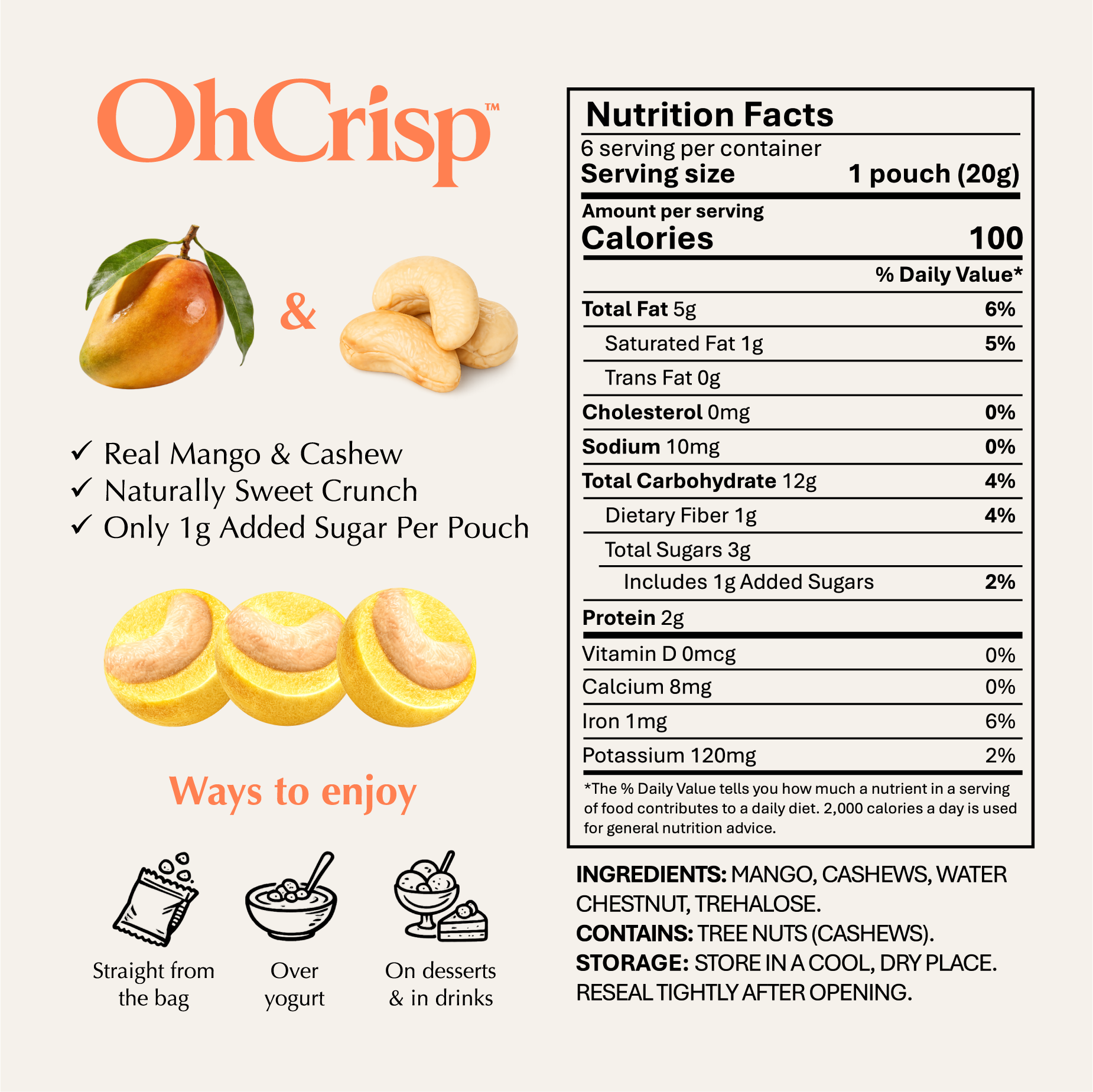 Back of bag / nutrition